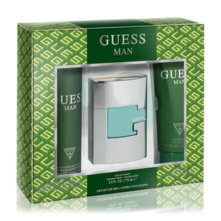 Guess 3 pcs set for men: 2.5 eau de toilette spray + 6 oz body spray + 6.7 shower gel.