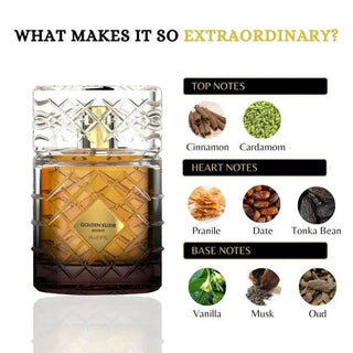 ARABIYAT PRESTIGE - GOLDEN ELIXIR RESERVE EXTRAIT DE PARFUM | 3.4FL.OZ | FOR MEN AND WOMEN by Riiffs